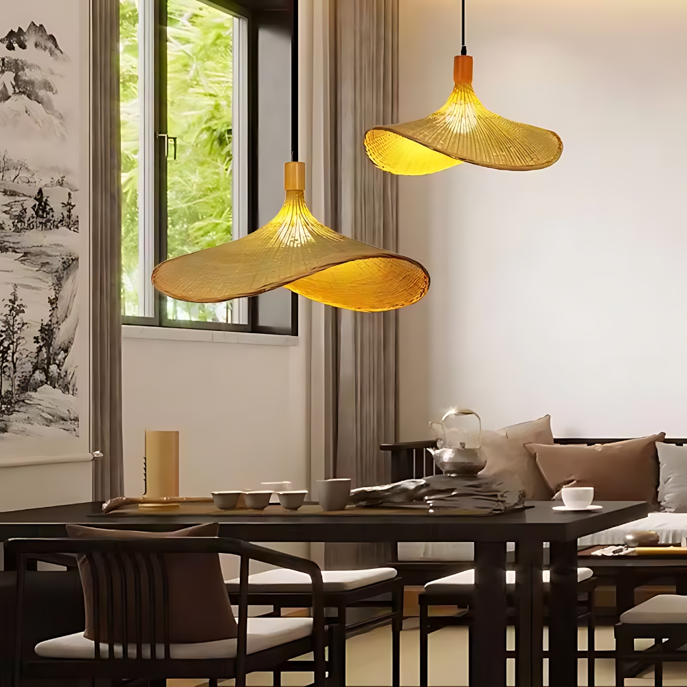 Rustic Raphia Charm Rattan Pendant Light D834