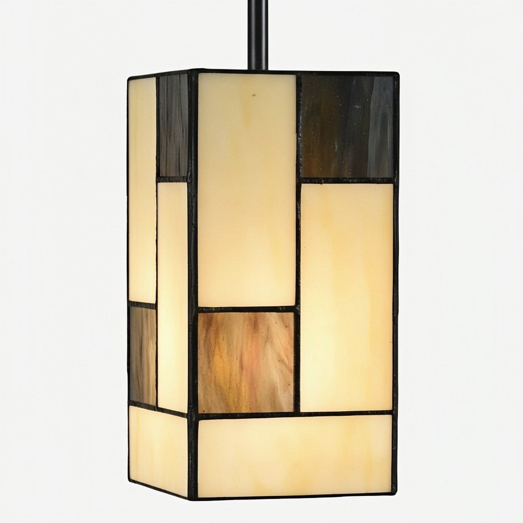 TF Manchester Art Deco Pendant Light - Geometric Stained-Glass Hanging Lamp K1851