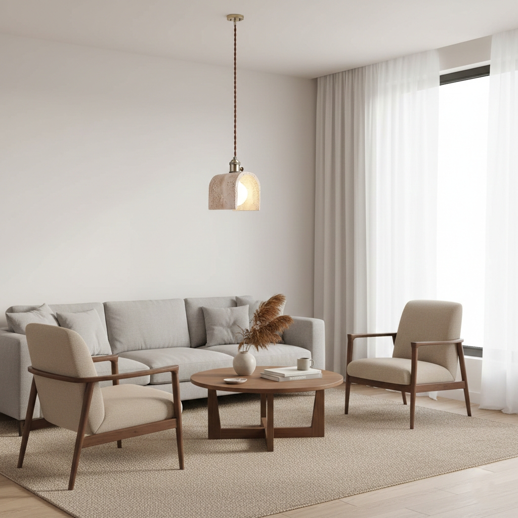 Alagusmo Minimalist Travertine Pendant Light D892