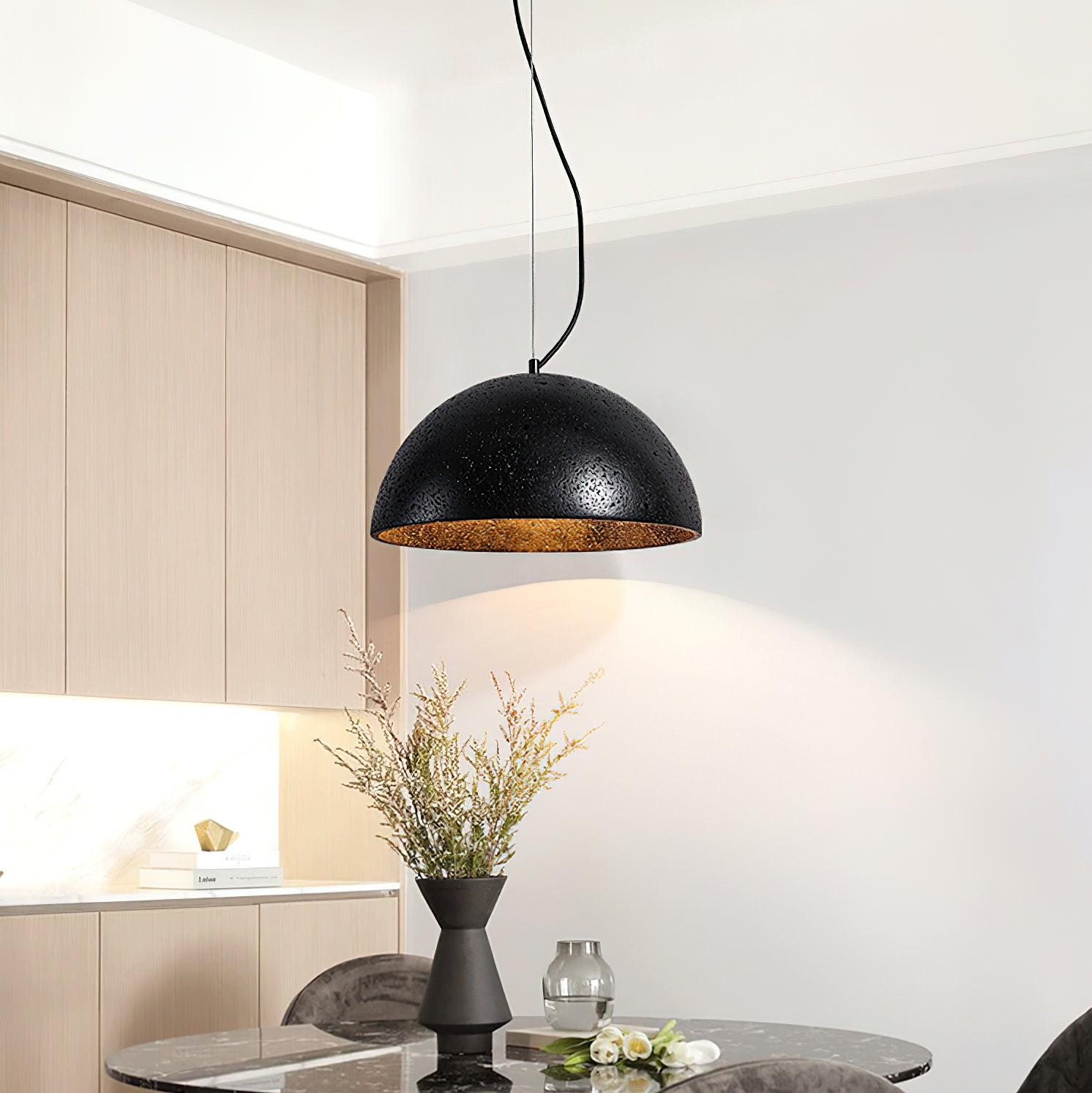 Travertine Creative Hemispherical Pendant Lamp K339