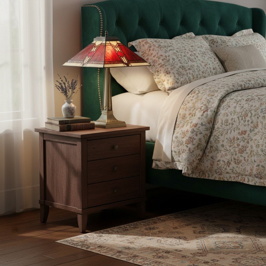 TiffStar Stained Glass Table Lamp - Vintage Style Stained Glass Suitable for Bedrooms and Living Rooms K2013