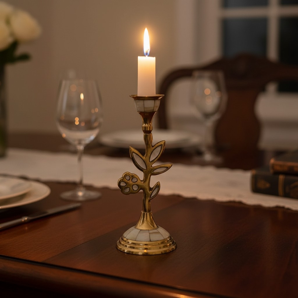 Ossik Veld Vintage Nordic Shell and Cow Bones Candle Holder for Dining Table K2363