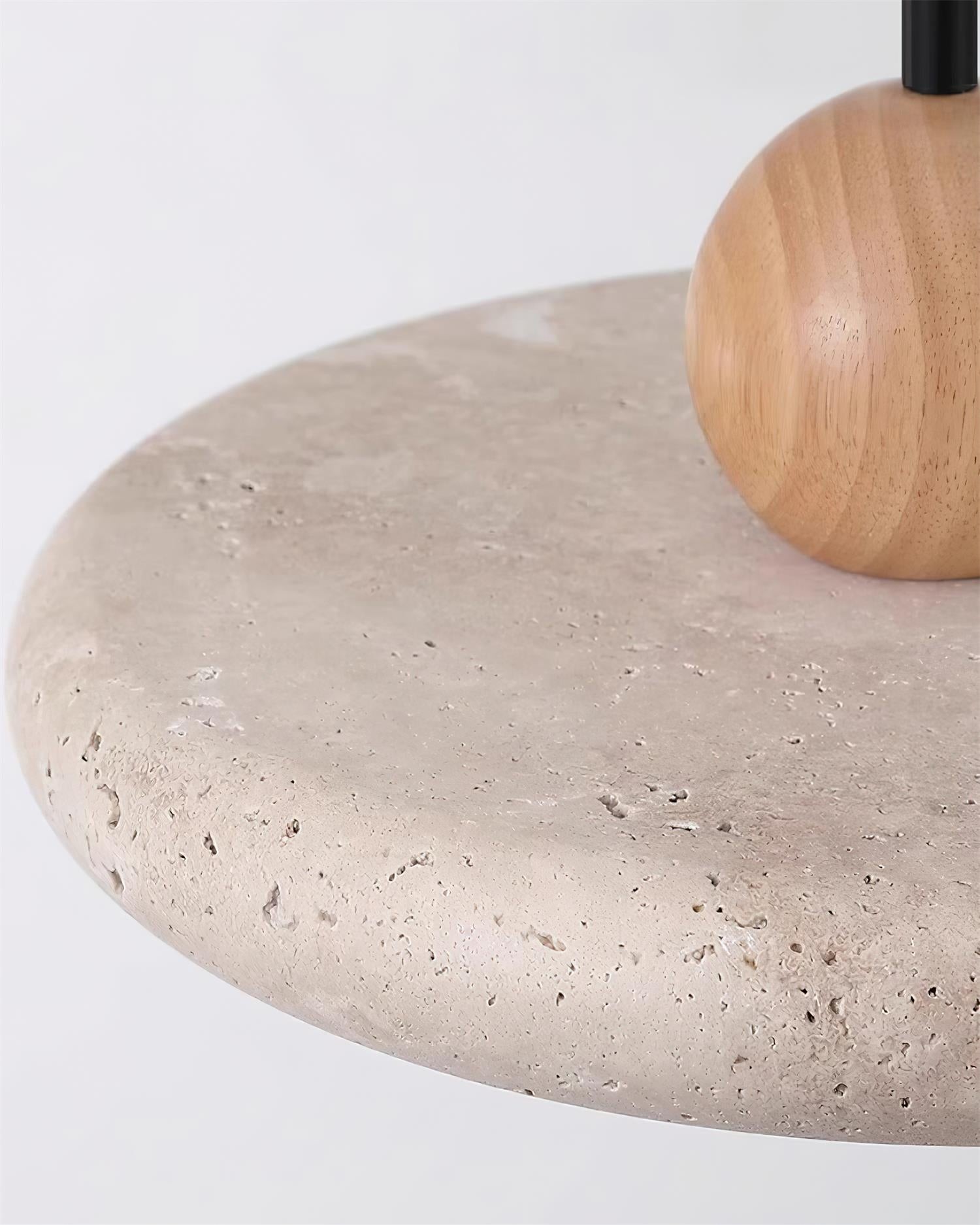 Modern Minimalist Wood Travertine Disc Pendant Light K478