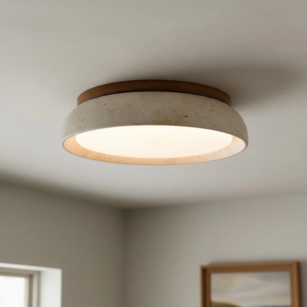 Torvella Round Ceiling Light Sculptural Disc Flush Mount - Modern Natural Bedroom Lighting K2296