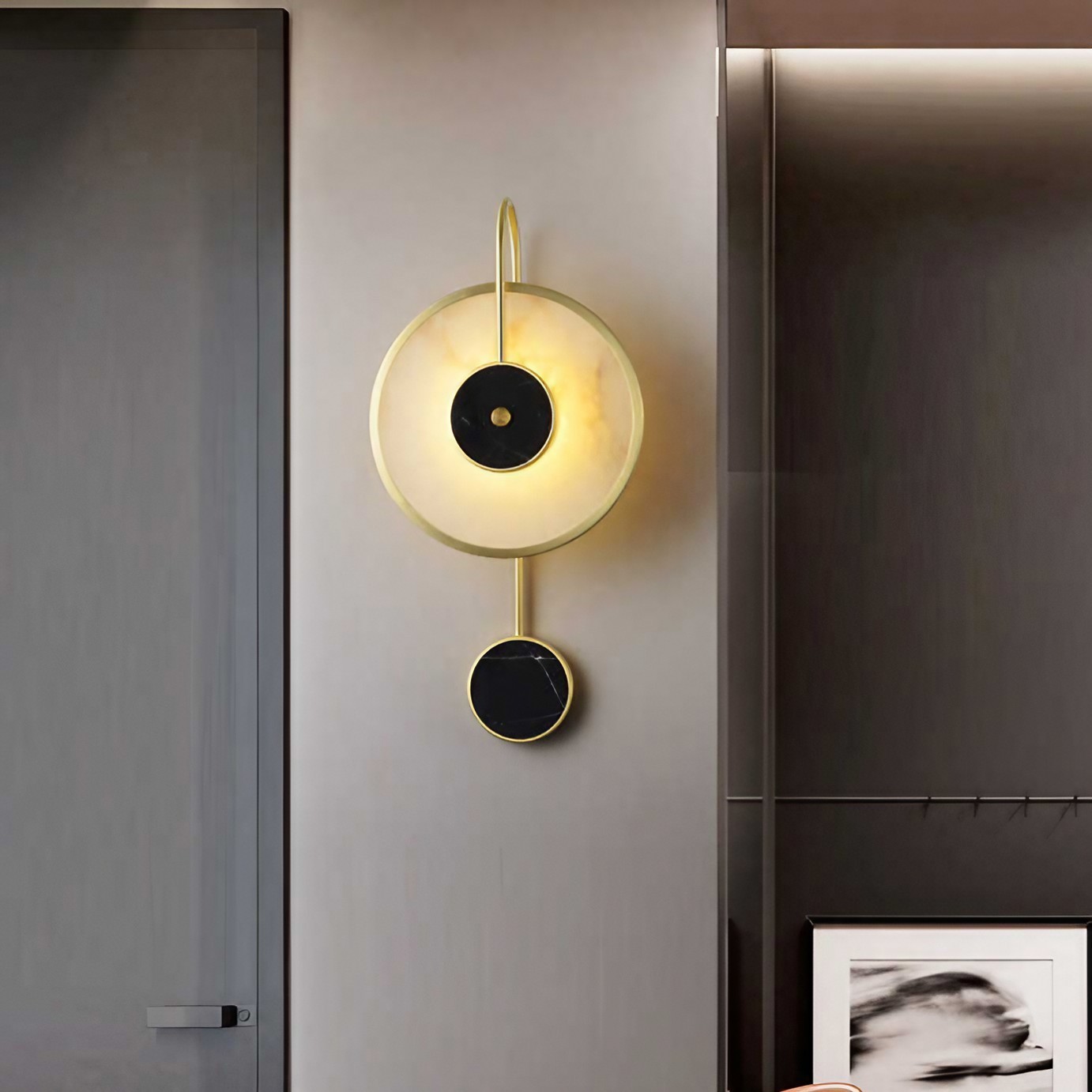 Modern Circle Marble Wall Sconce For Bedroom K808