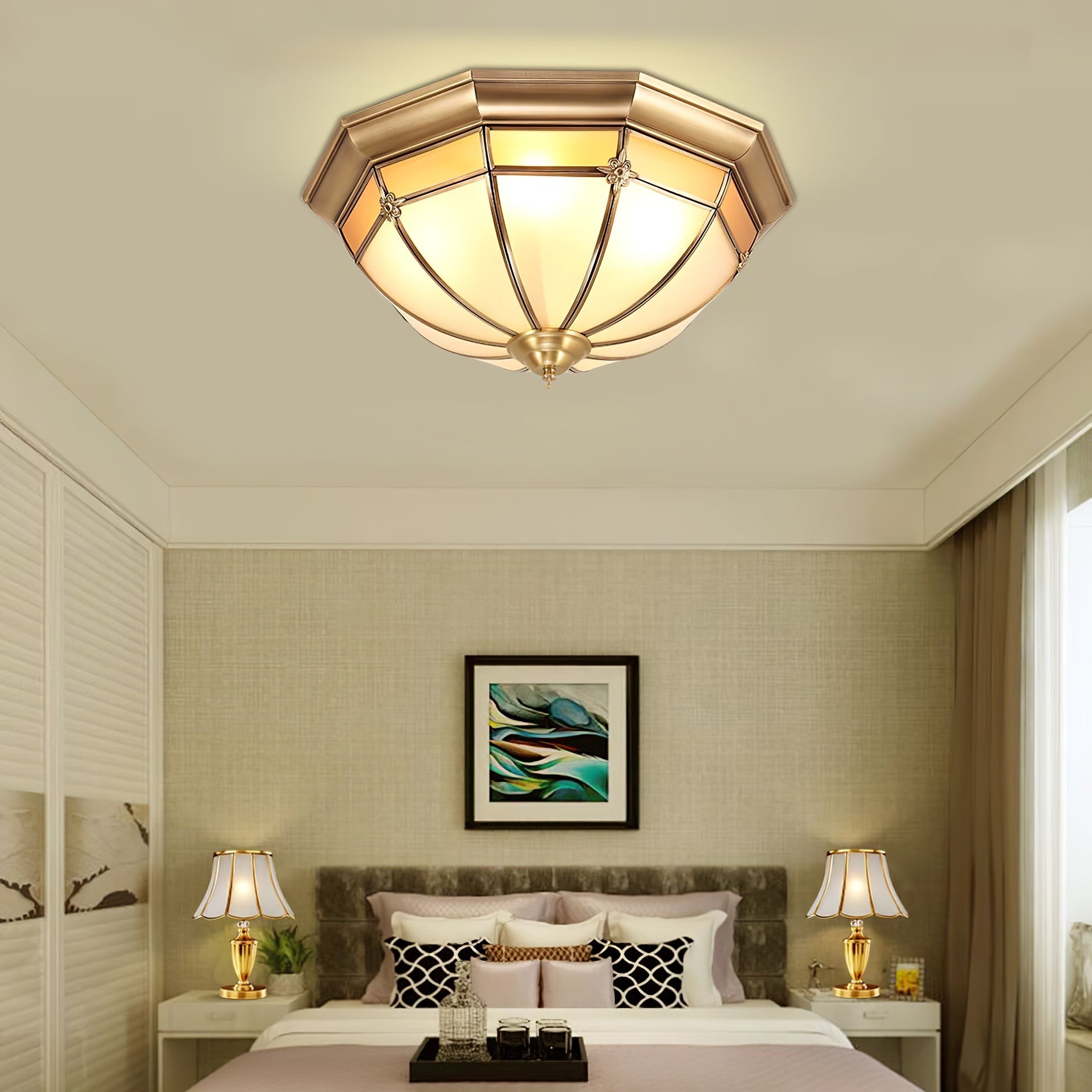 Dome Brass Flush Ceiling Lamp K350