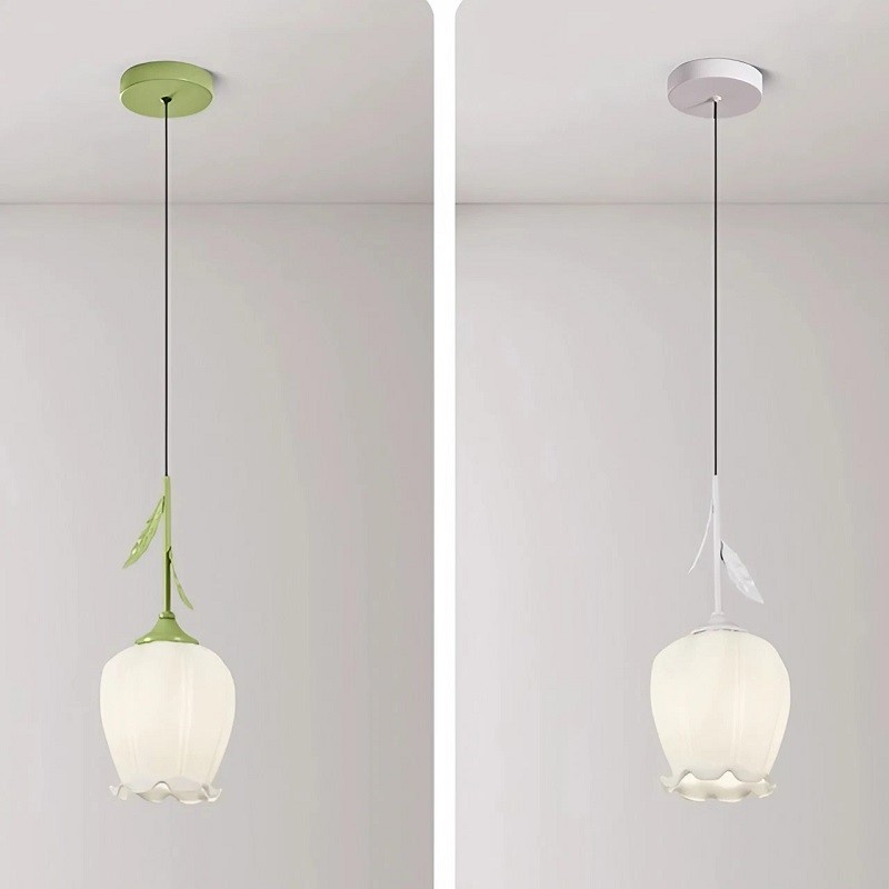 Flower Bud Milk Glass Pendant Light K14