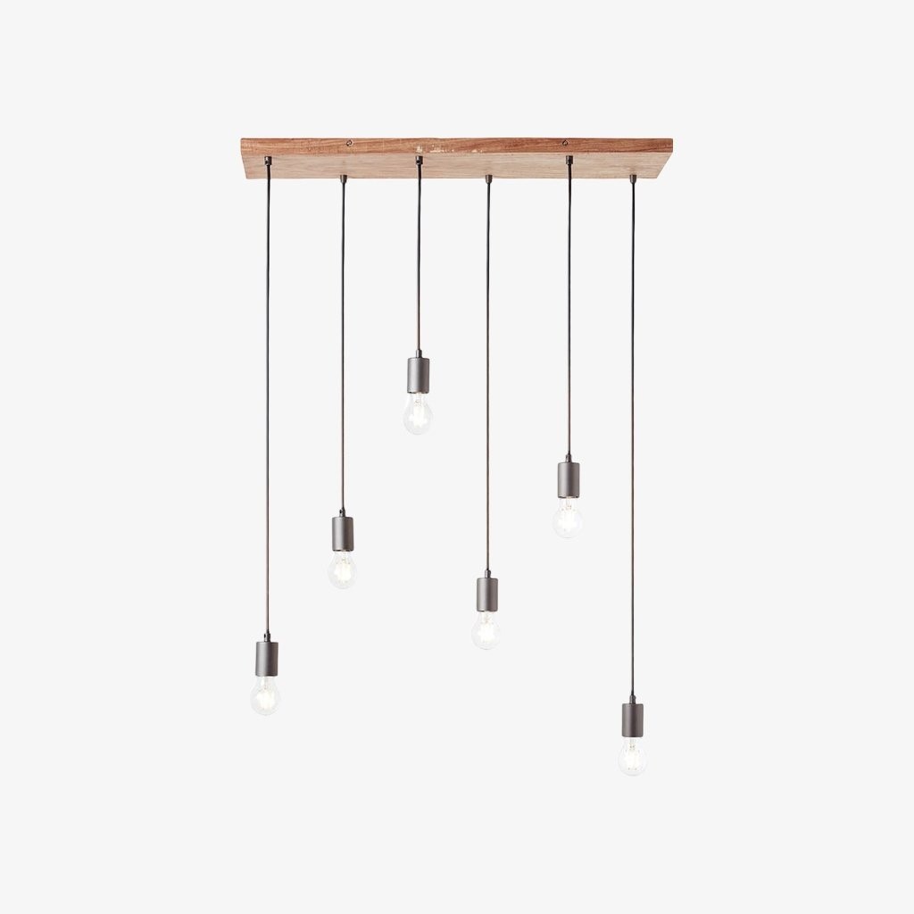 Vornix 6-Light Linear Pendant Light - Timber Beam Modern Industrial Fixture K1820