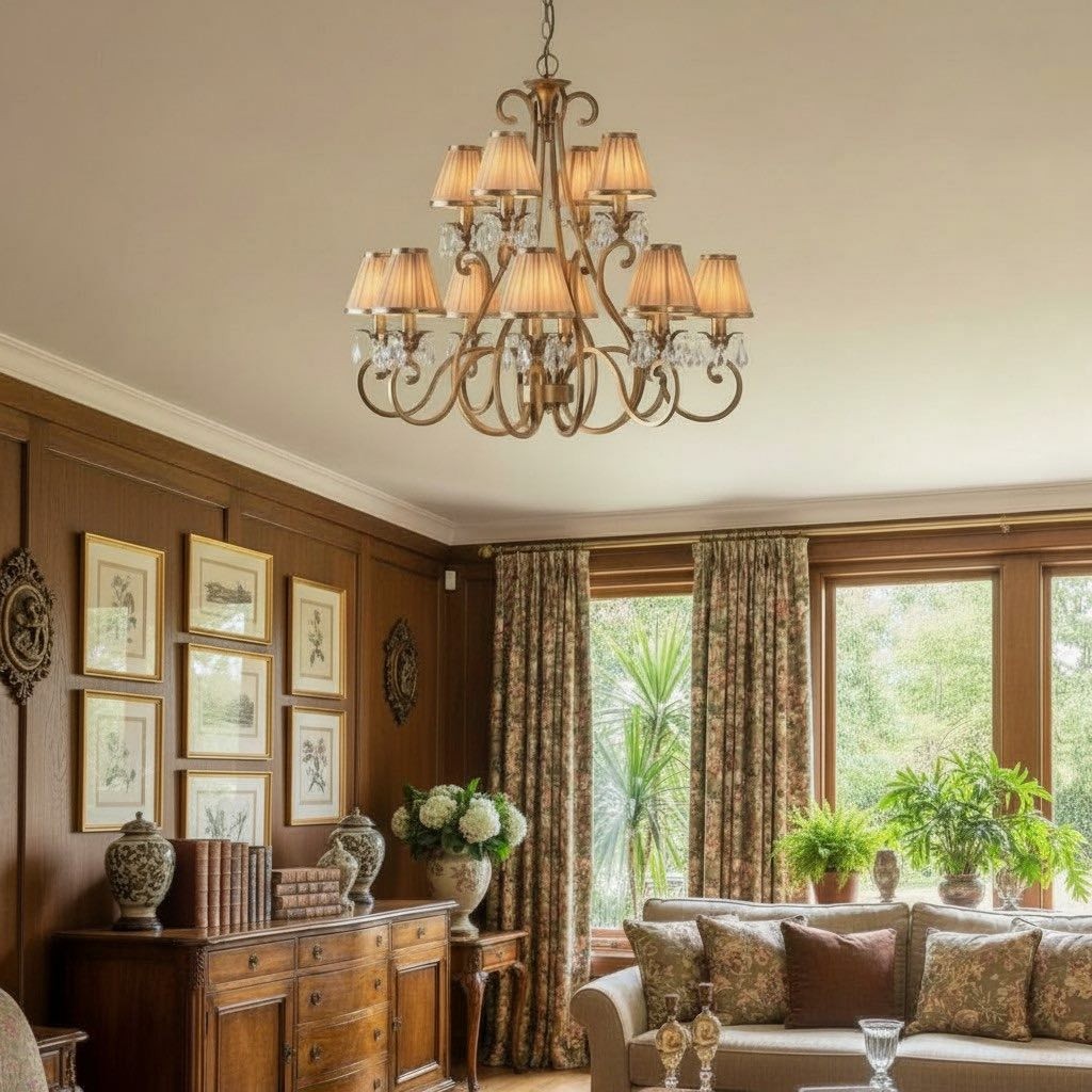 Talonis Multi-light Fabric Chandelier - Elegant Metal Curved Arms for Dining and Living K1900