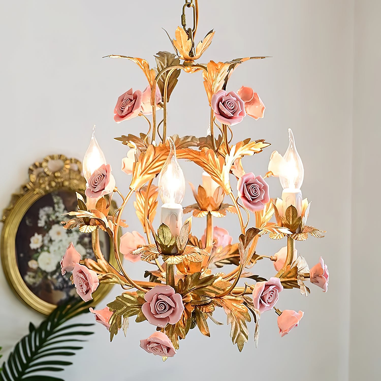 Ceramic Rose Chandelier D673