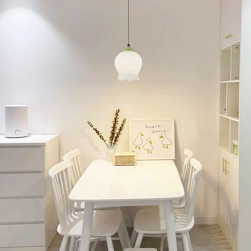 Flower Bud Milk Glass Pendant Light K14