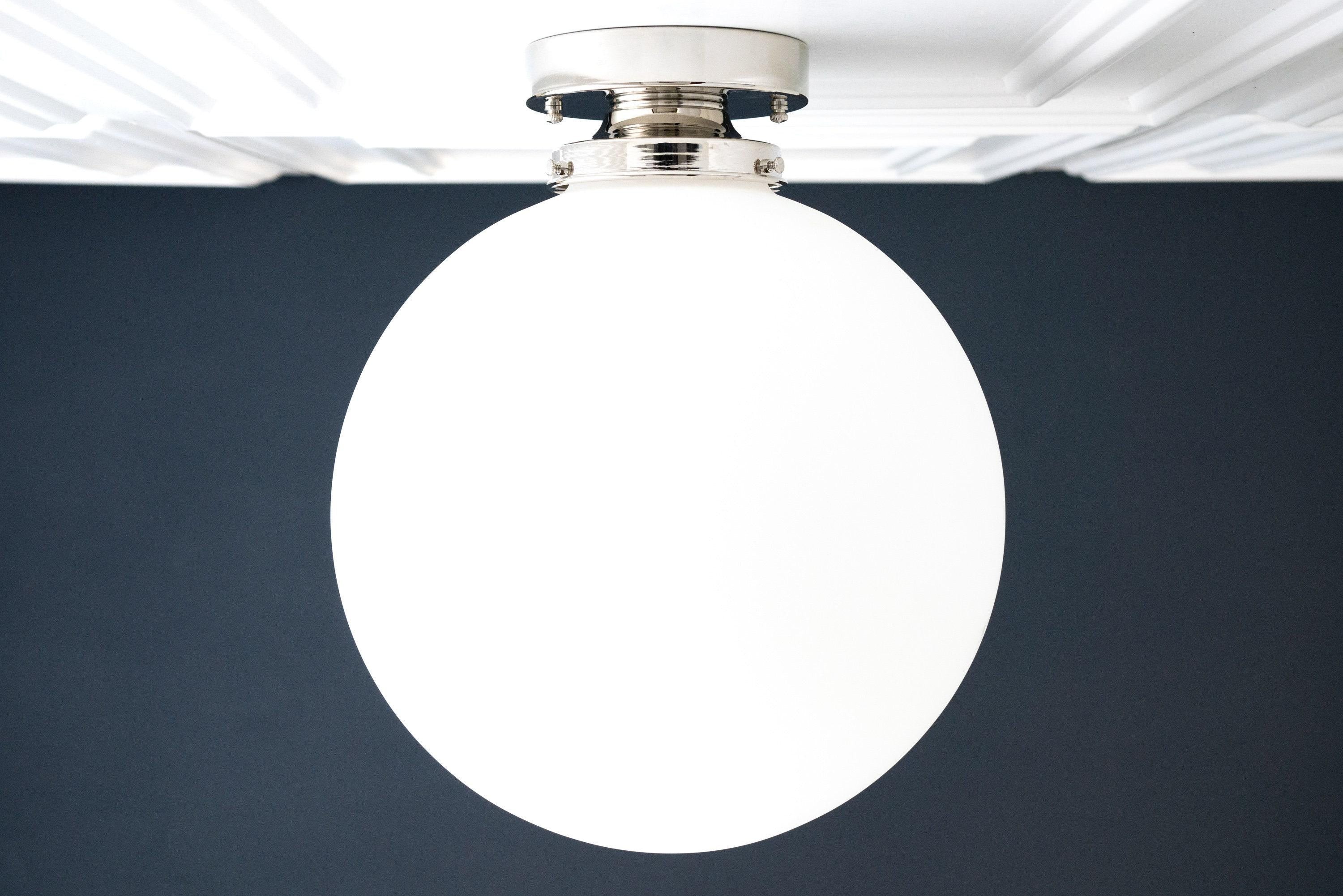 Glorica Glass 12 Inch Globe Ceiling Light - Frosted Glass Art Deco Pendant And Flush Mount K1507