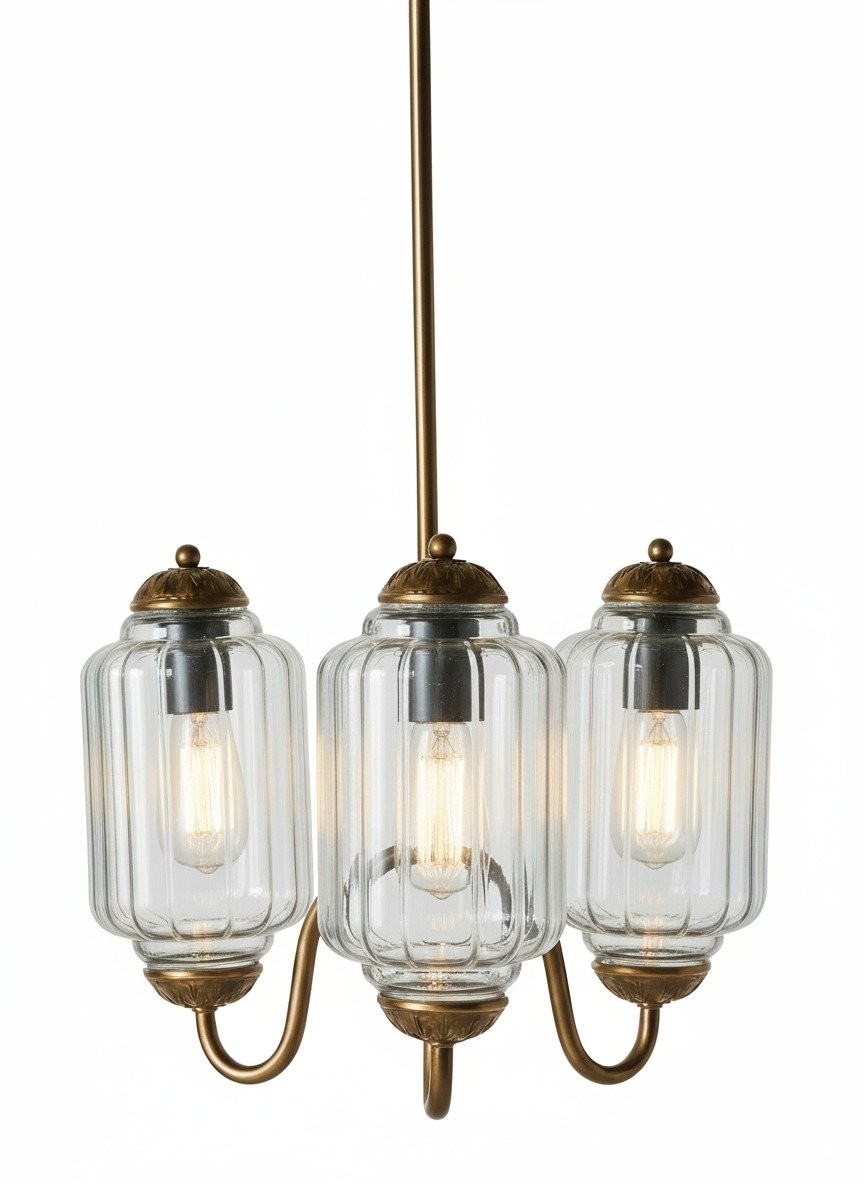 Eloise Classic Glass Pendant Light - Retro Glass and Metal Hanging Lamp for Kitchen Island Cafe K1475
