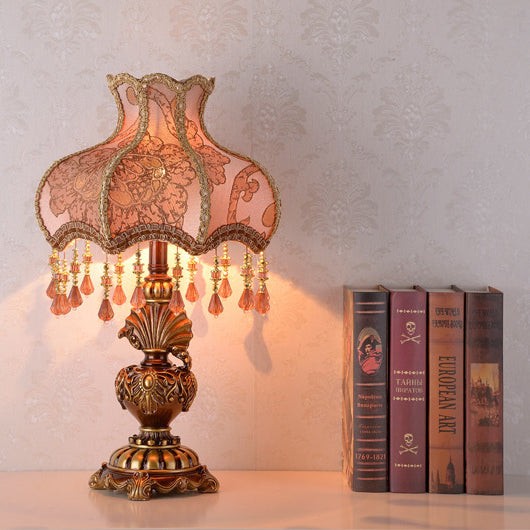 Traditional European Pink Pattern Lampshade Table Lamp K716