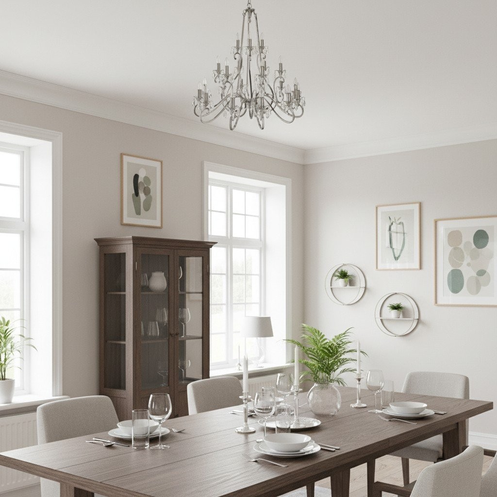 Talonis Crystal Chandelier - Traditional Candle-Style Brass and Nickel for Living Room and Dining Room K1930