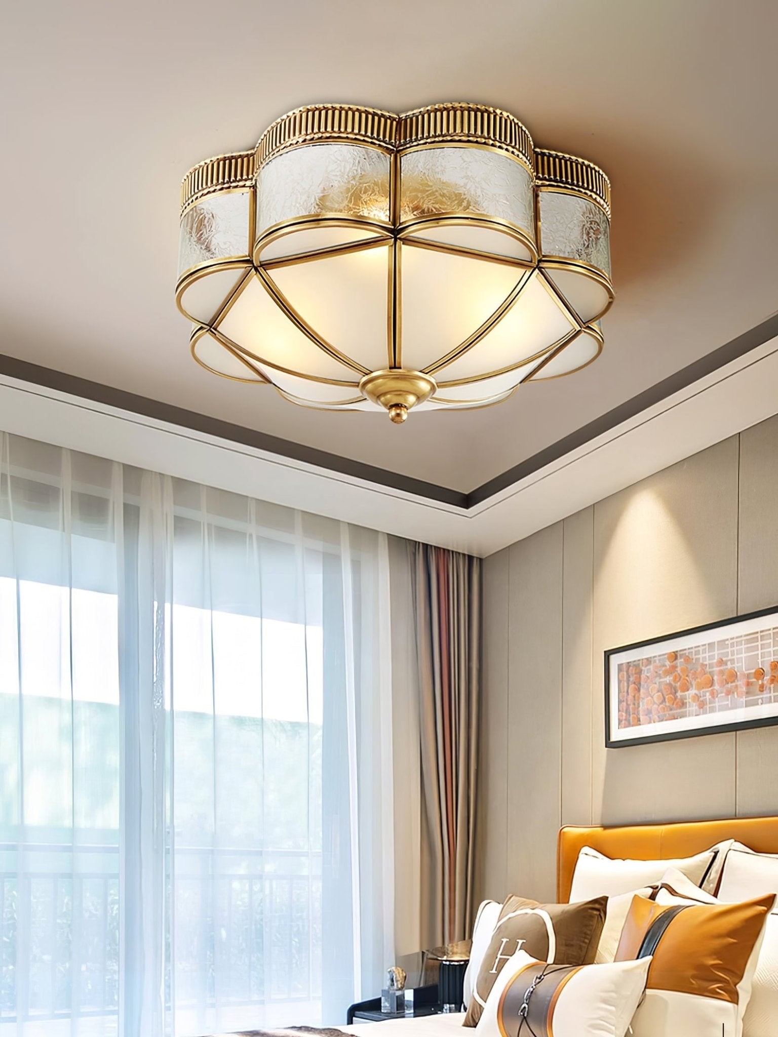 Brass Domed Flush Ceiling Lamp K274