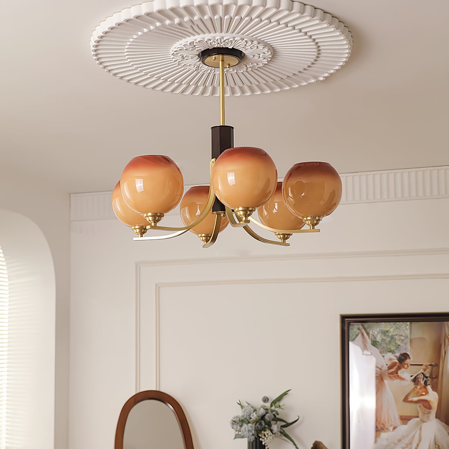 Vintage Caramel Globe Chandelier K751