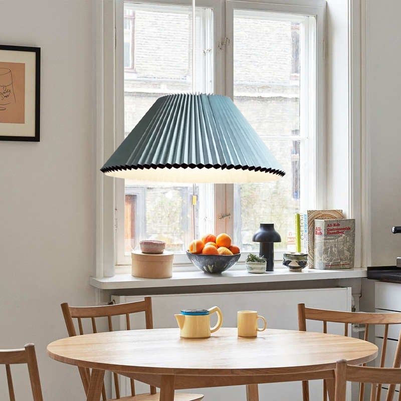 Retractable Pleated Pendant Light - Retro Paper Pendant Lamp for Dining Room K798