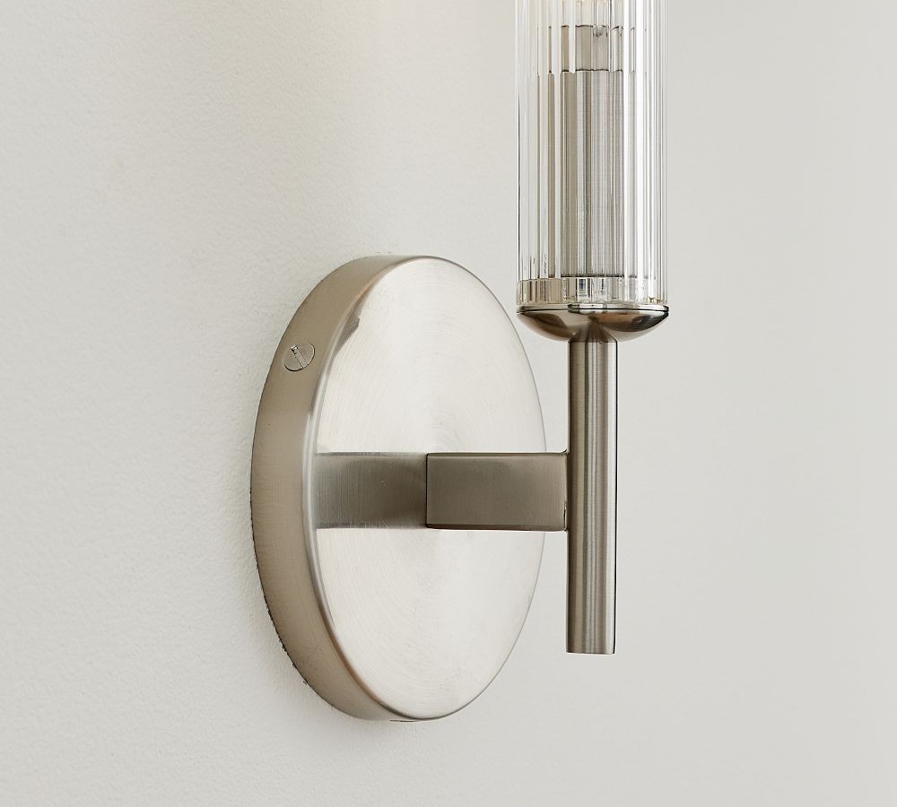 Bravira Ribbed Glass Tube Wall Sconce - Wall Light for Living Room and Hallway K1327