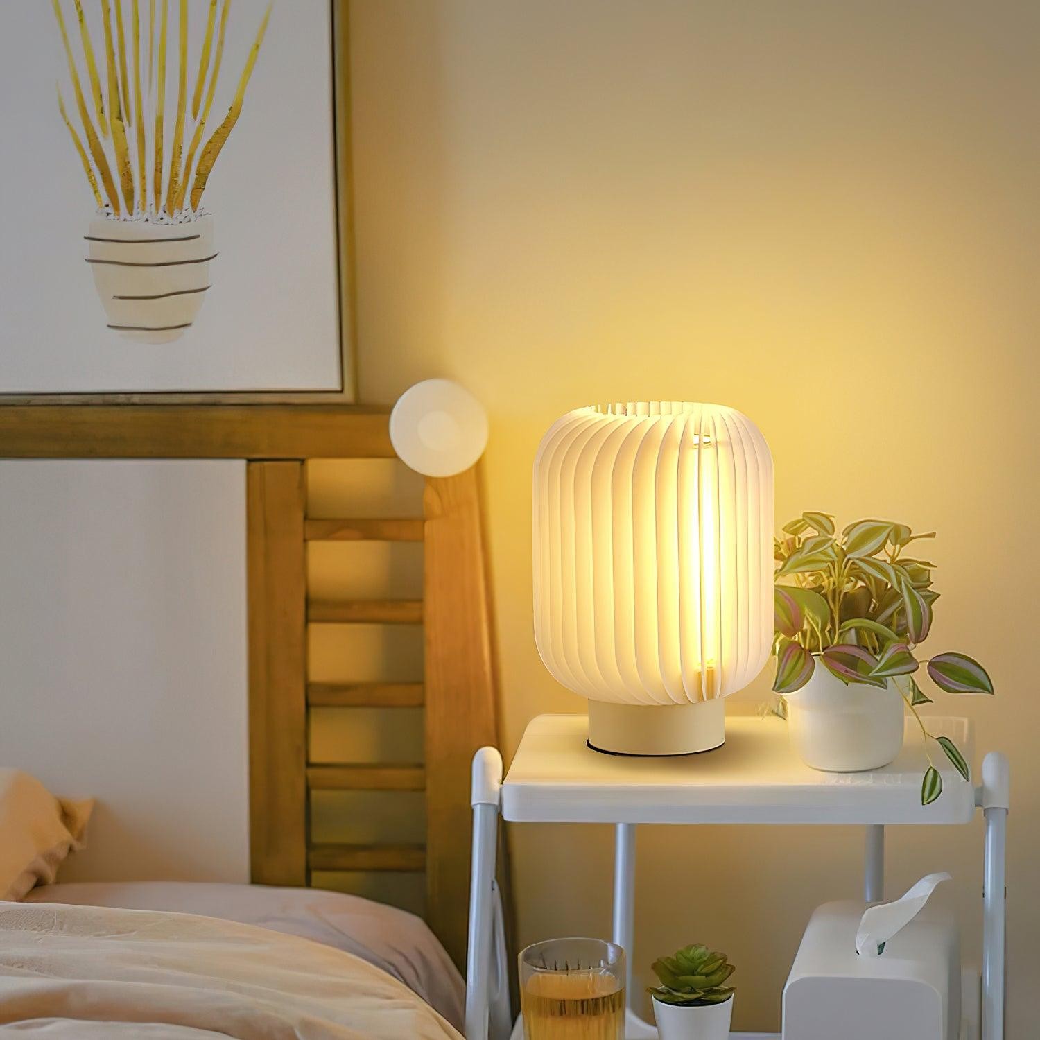 Round Translucent Pleated Table Lamp Suitable For Living Room K600