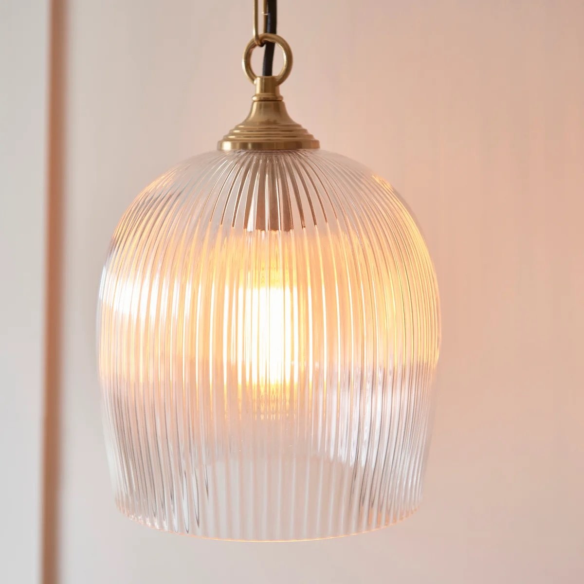 Brazara Glass Dome Pendant Light - Classic Metal Trim Design for Kitchen and Dining K1883