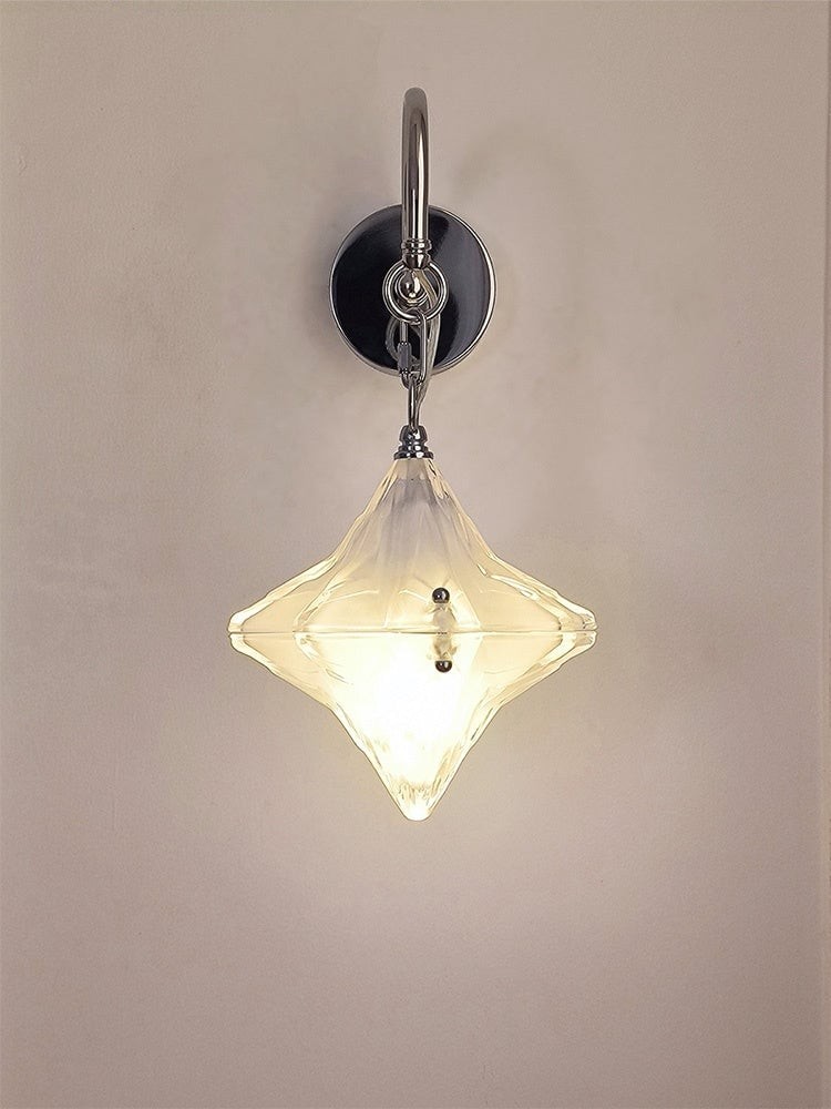 Art Deco Star Wall Sconce - Frosted Glass Light for Hallway - Astris Selene K1558