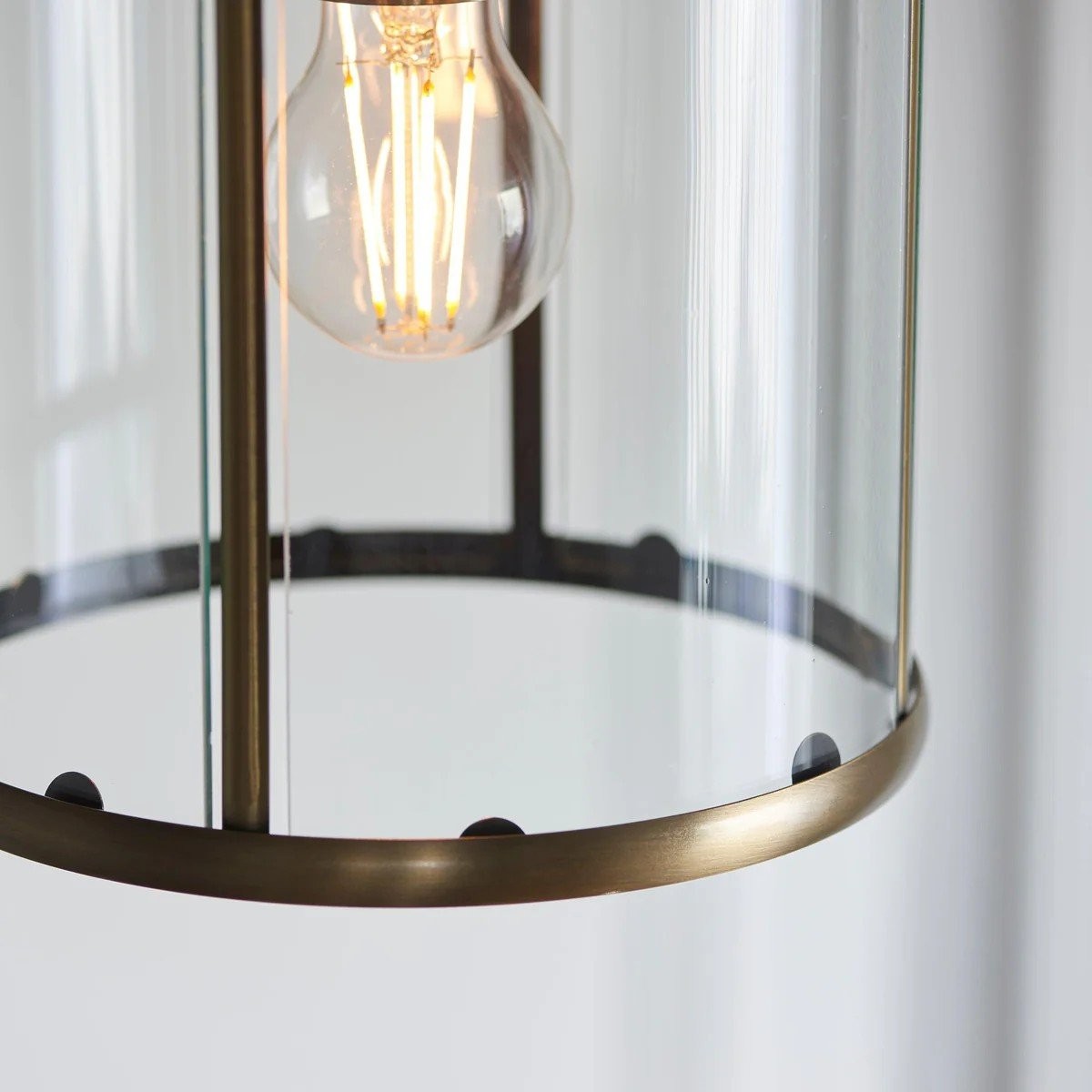 Luxvana Bell Shaped Glass Pendant Light - Industrial Metal Lantern Design Fixture for Kitchen K1833