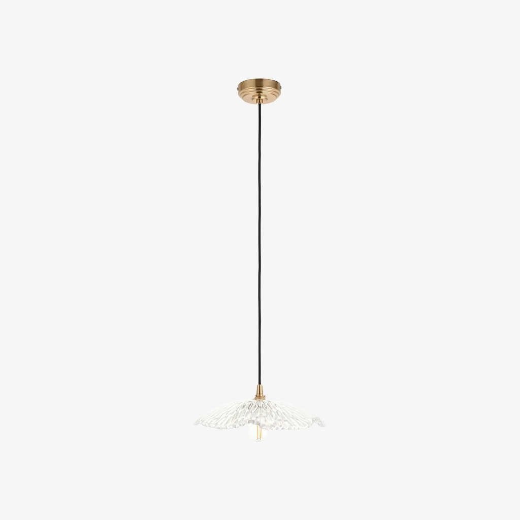 Floriaxis Floral Glass Pendant Light - Floral Glass Shade with Braided Cable for Kitchen K1928