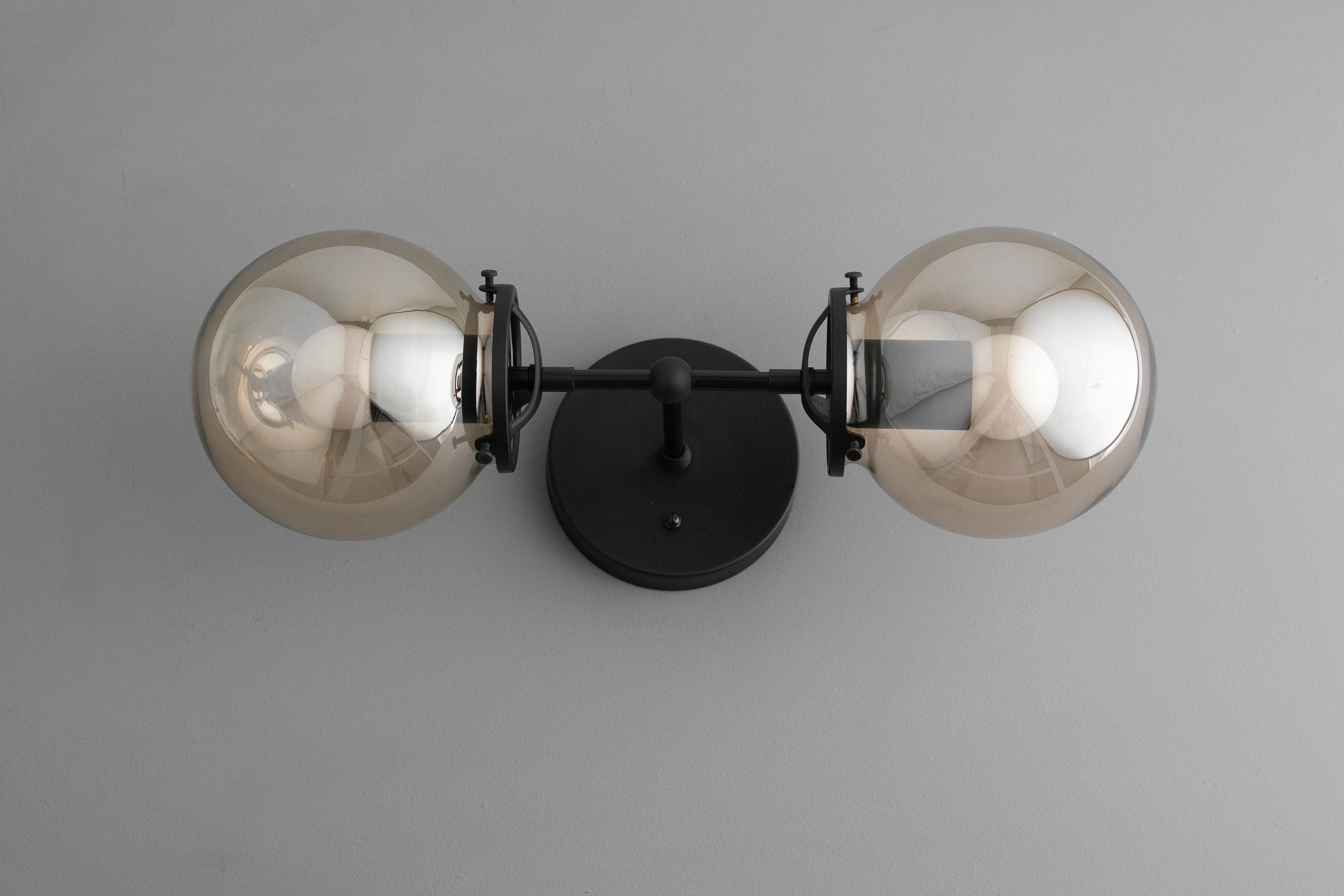 Lumio Globe Double Globe Vanity Wall Light - Rustic Farmhouse Bathroom Wall Fixture K1489