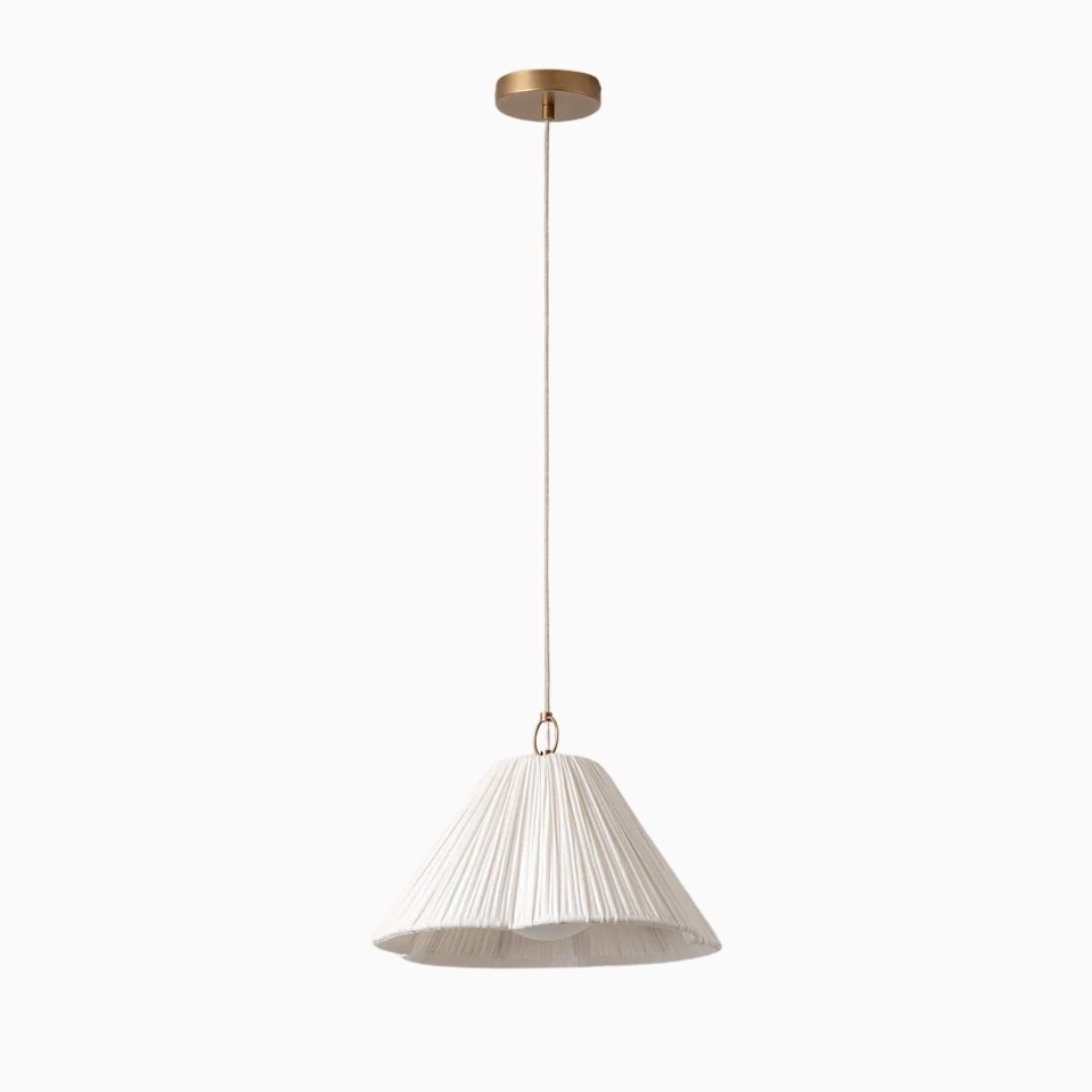 Scalloped Fabric Pendant Light – Floral-Inspired Pleated Shade For Any Room K1573