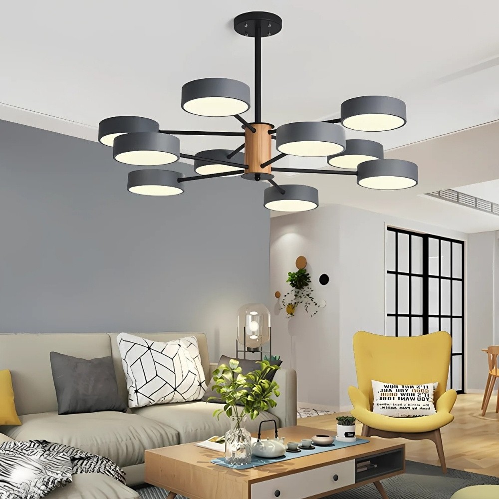 Scandinavian Branched Round Wood Chandelier K896