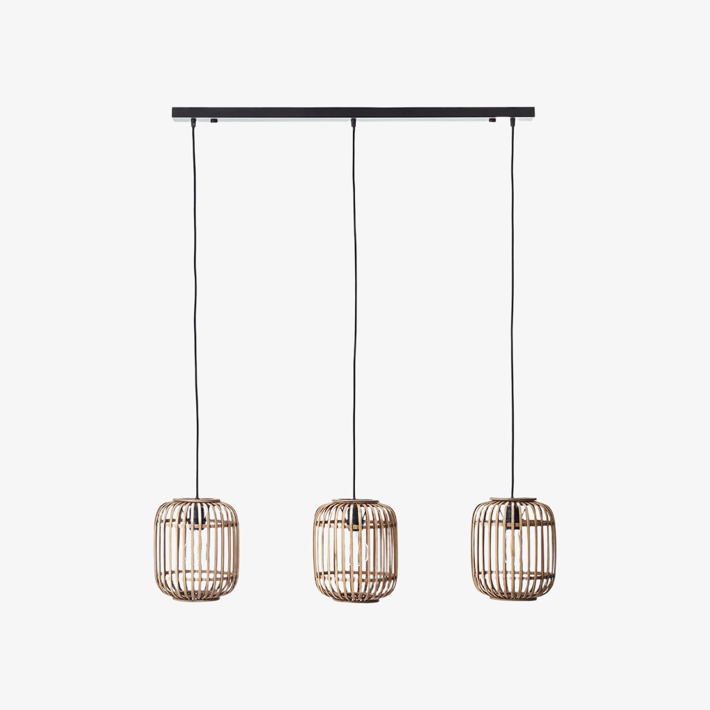 Yumeko Adjustable Bamboo Pendant Lamp - Natural Cage Pendant Light K1970