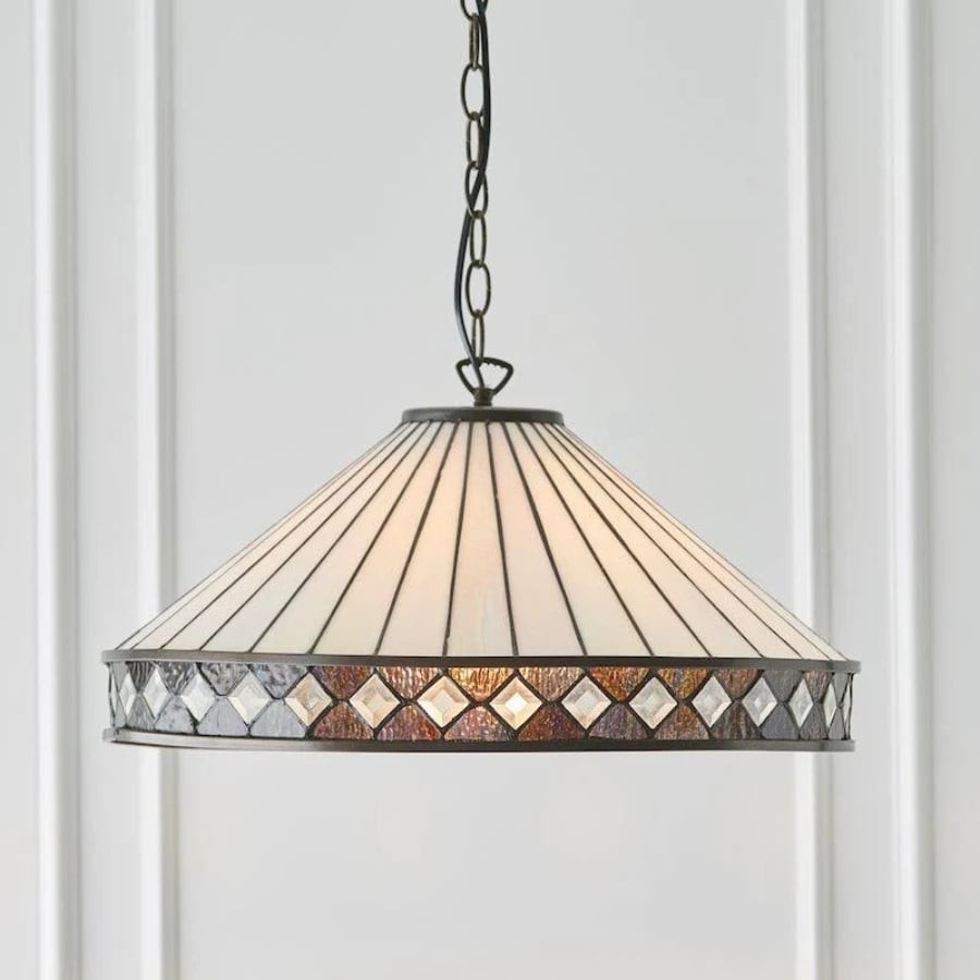TF Fargo Pendant Light - Tiffany Style Lighting with an Art Deco Shade and Adjustable Chain K1938