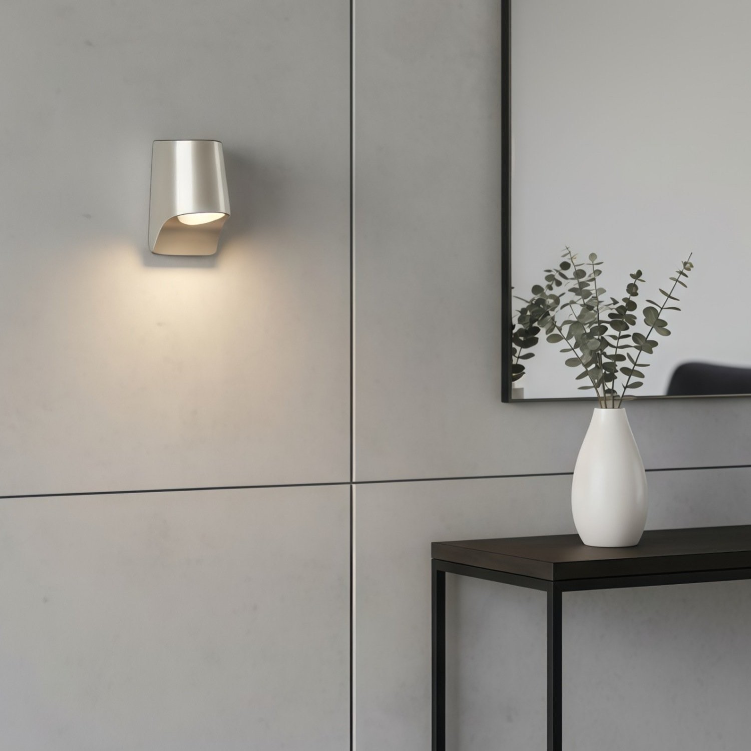 Rivathis Minimalist Metal Pewter Wall Lantern - Stylish Porch Fixture Ideal for Entry K1861