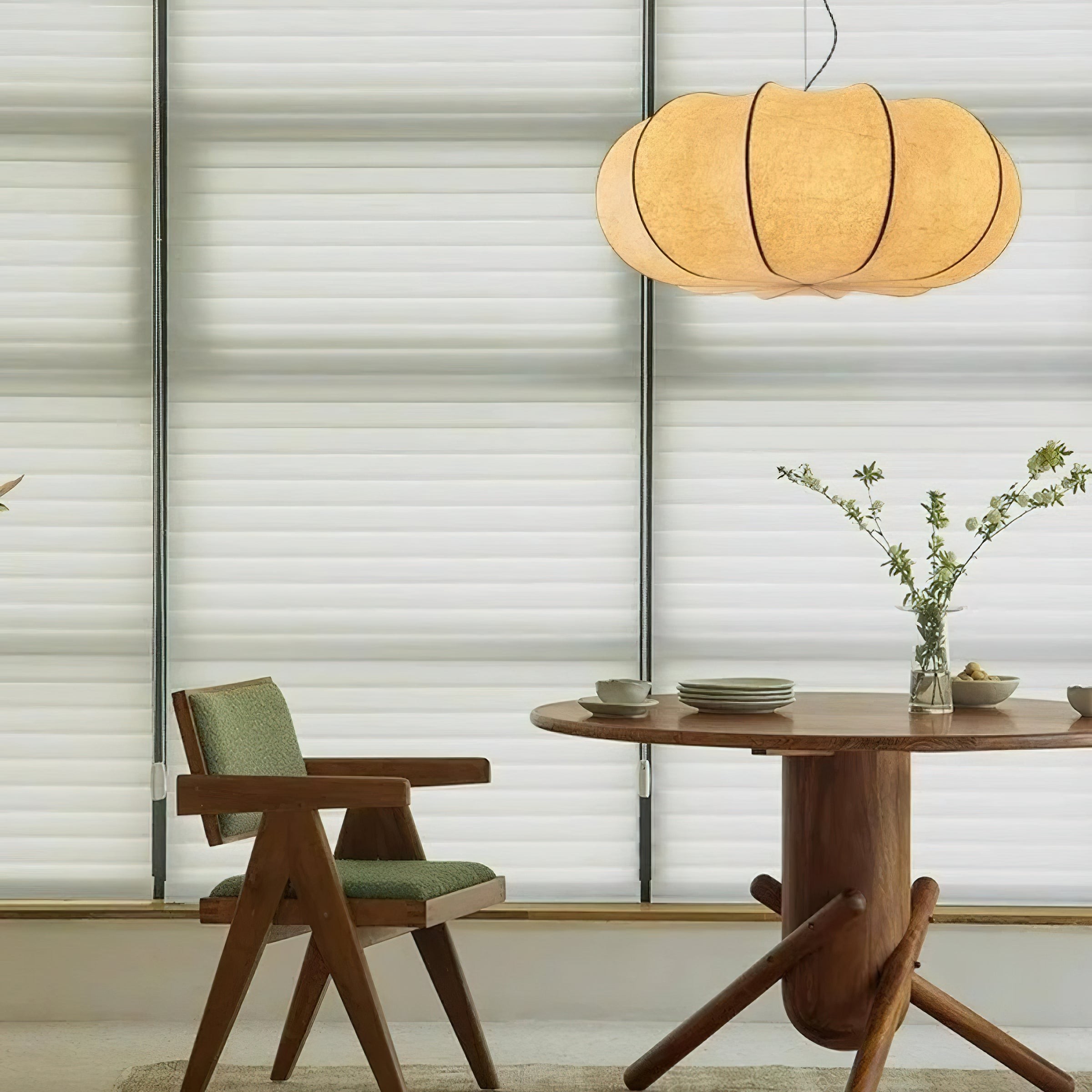 Modern Creative Flat Round Silk Pendant Lamp K551