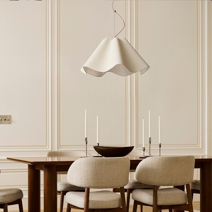 Oslan Cruved Linen Pendant Light - Modern Scalloped Pendant Lamp for Dining Room K1297