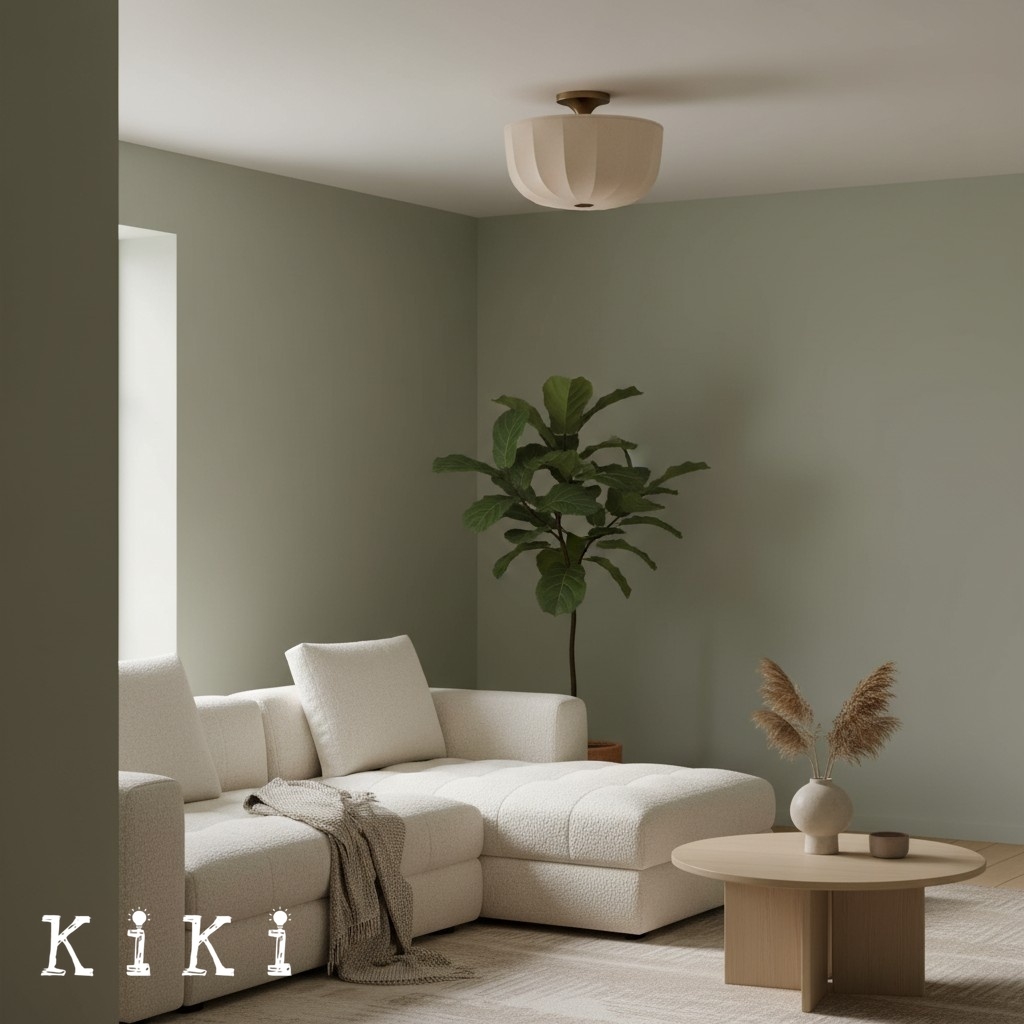 Loomis Linen Flush Mount Ceiling Light - Modern Fabric Shade for Living Room K2057