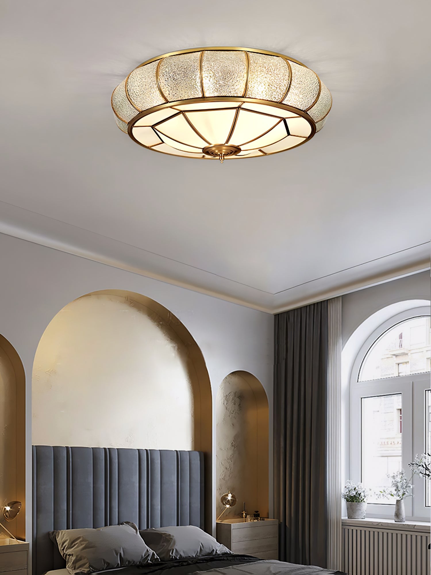 Round Textured Glass Ceiling Light K650