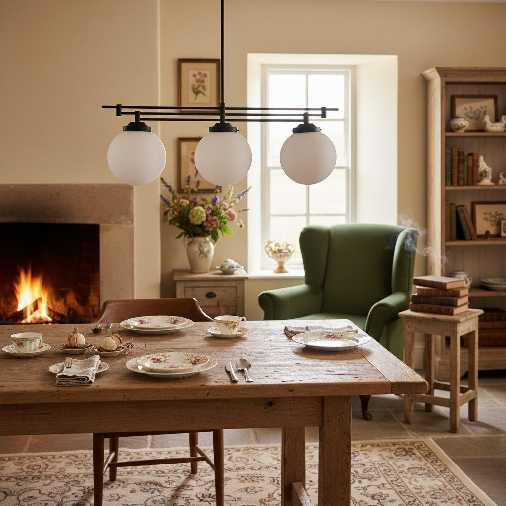 Glorica Glass Frosted Globe Pendant Light - Art Deco Hanging Light for Home K1514