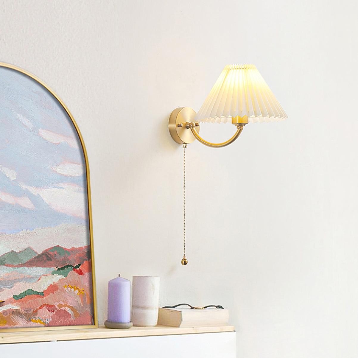 Modern Minimalist Luxury Fabric Brass Wall Lamp For Living Room K601