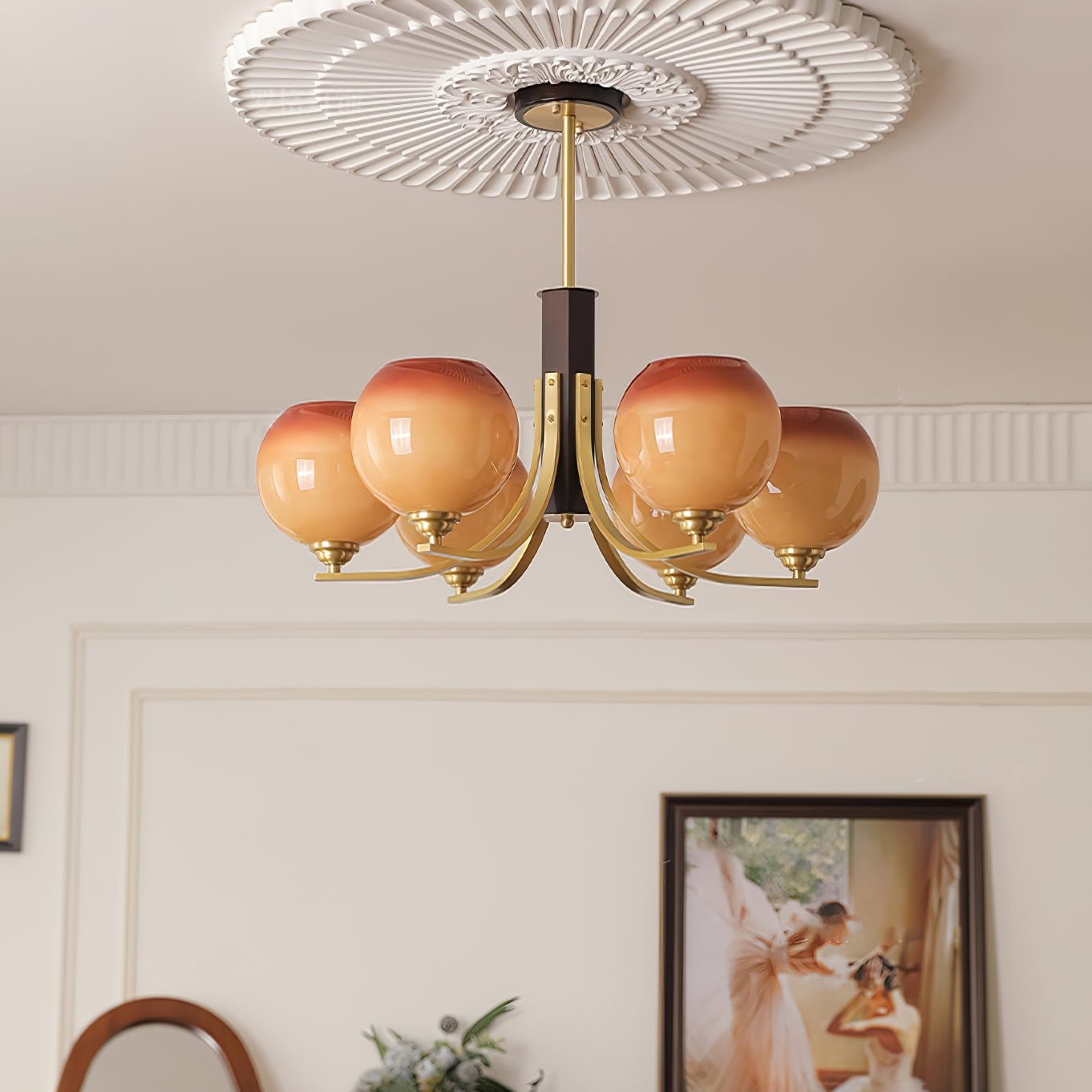 Vintage Caramel Globe Chandelier K751