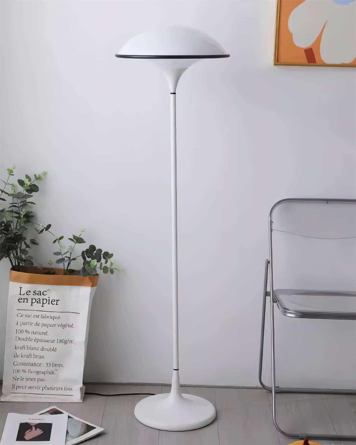 Danish Retro White Flying Saucer Floor Lamp K393