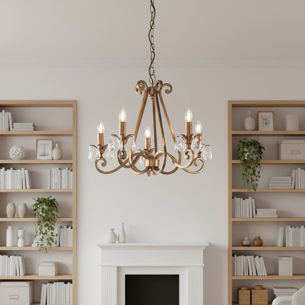 Talonis Crystal Chandelier - Traditional Candle-Style Brass and Nickel for Living Room and Dining Room K1930
