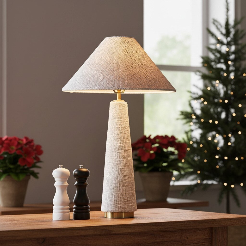 Ceruna Cone Shaded Table Lamp - Elegant Fabric for Living Room and Entryway K1667