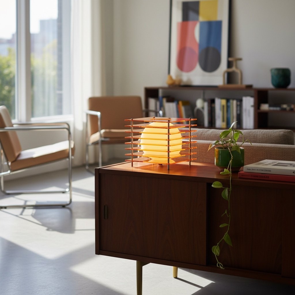 Afterglow Geometric Cube Sphere Table Lamp - Modern Acrylic Accent Light for Bedroom Decor K2078