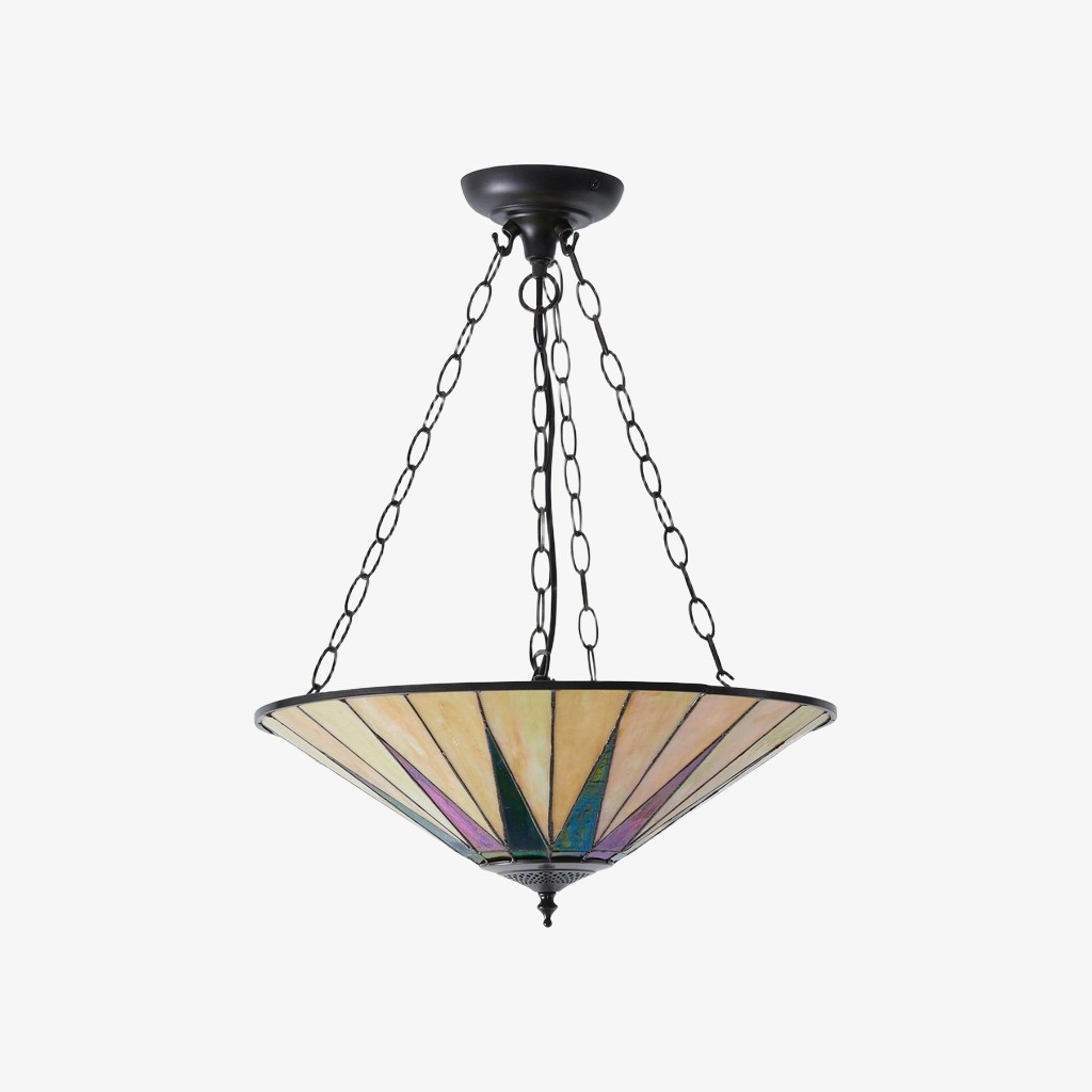 TF Dark Classic Stained Glass Flush Mount Ceiling Lamp for Living Room and Dining Room K2005