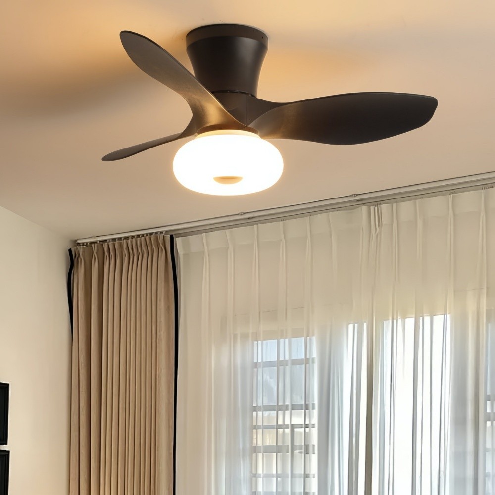 Modern Cream Quiet Led Ceiling Fan Light For Bedroom K1113