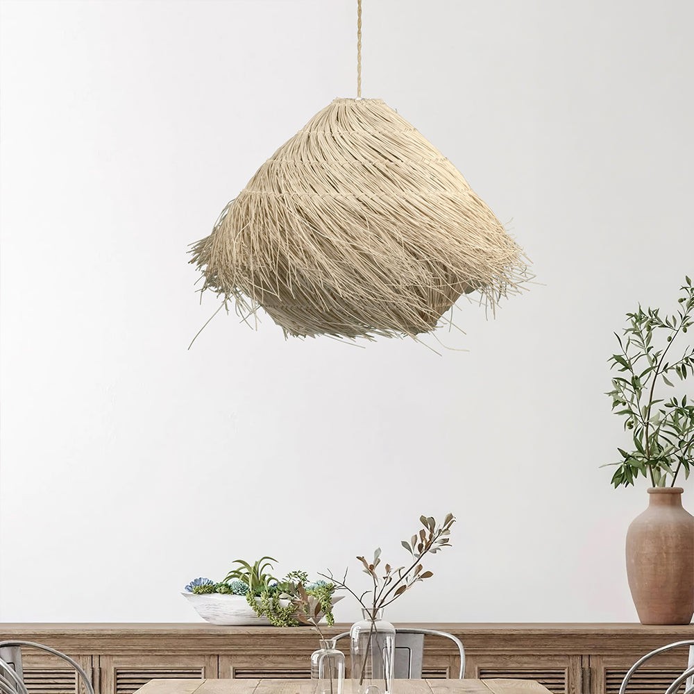 Boho Style Nest Rattan Pendant Light K44