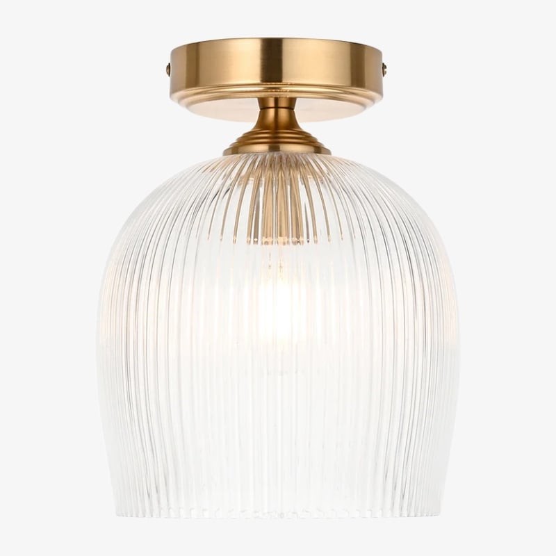 Brazara Dome Ceiling Light - Industrial Ribbed and Clear Glass for Living Room K1892