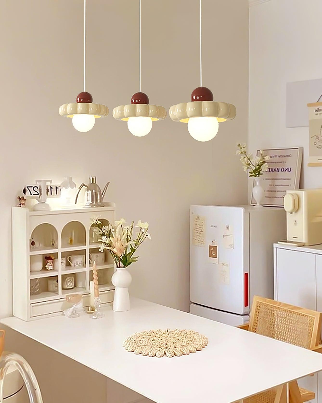 Cream Style Long Line Pumpkin Texture Pendant Lamp K307